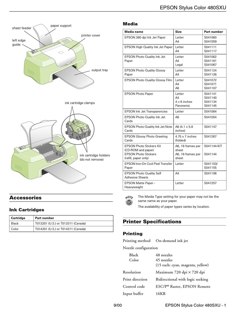 Epson Stylus Color 480SXU User manual