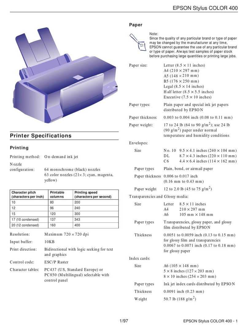 Epson Stylus Color 400 User manual