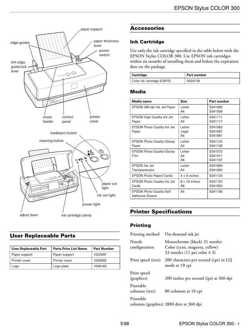 Epson Stylus Color 300 User manual