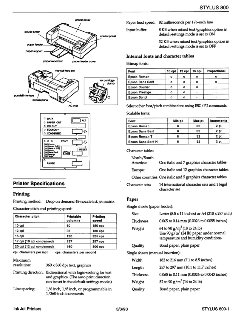 Epson Stylus Color 800 User manual