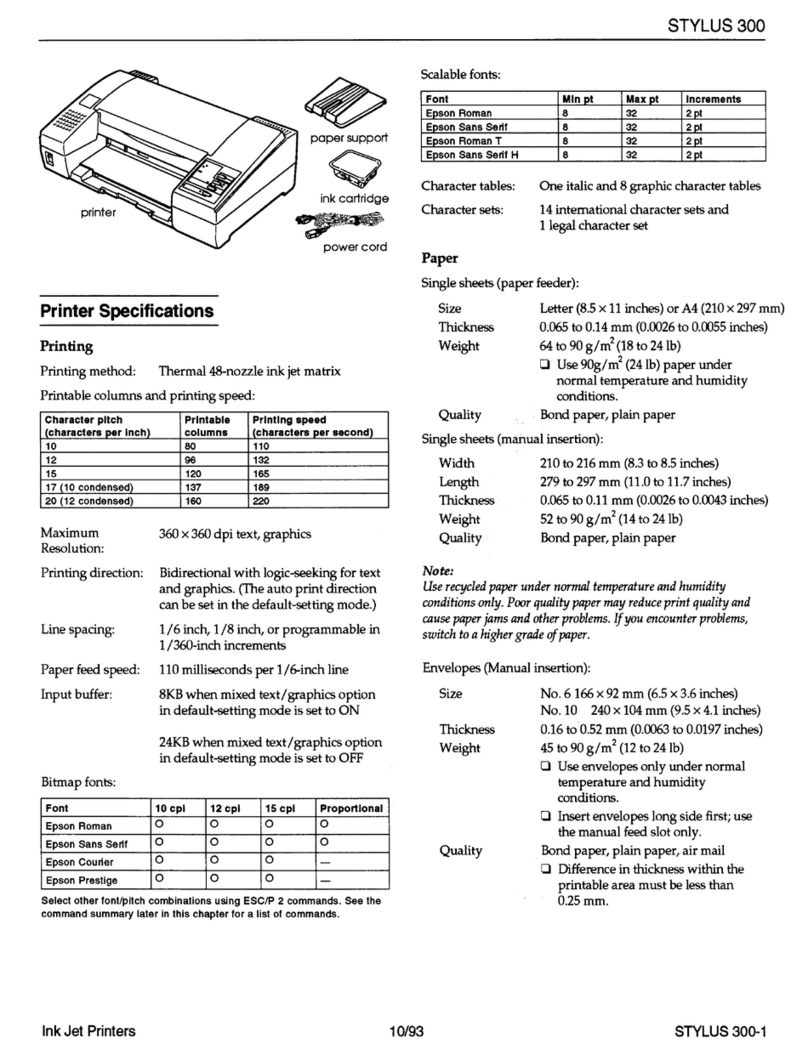 Epson R300 - Stylus Photo Color Inkjet Printer User manual