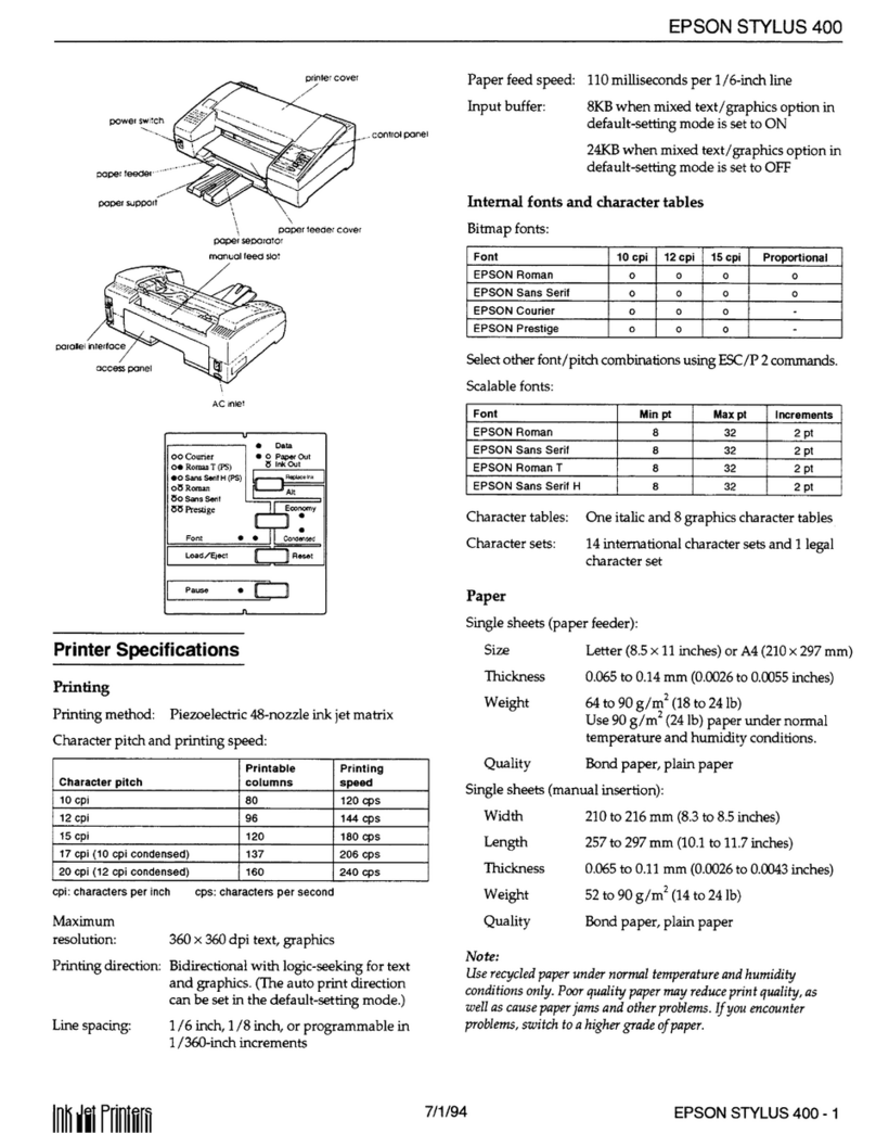 Epson Stylus Color 400 User manual
