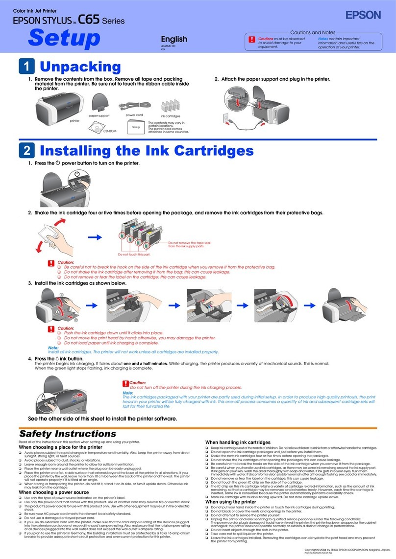 Epson Stylus C65 Setup guide