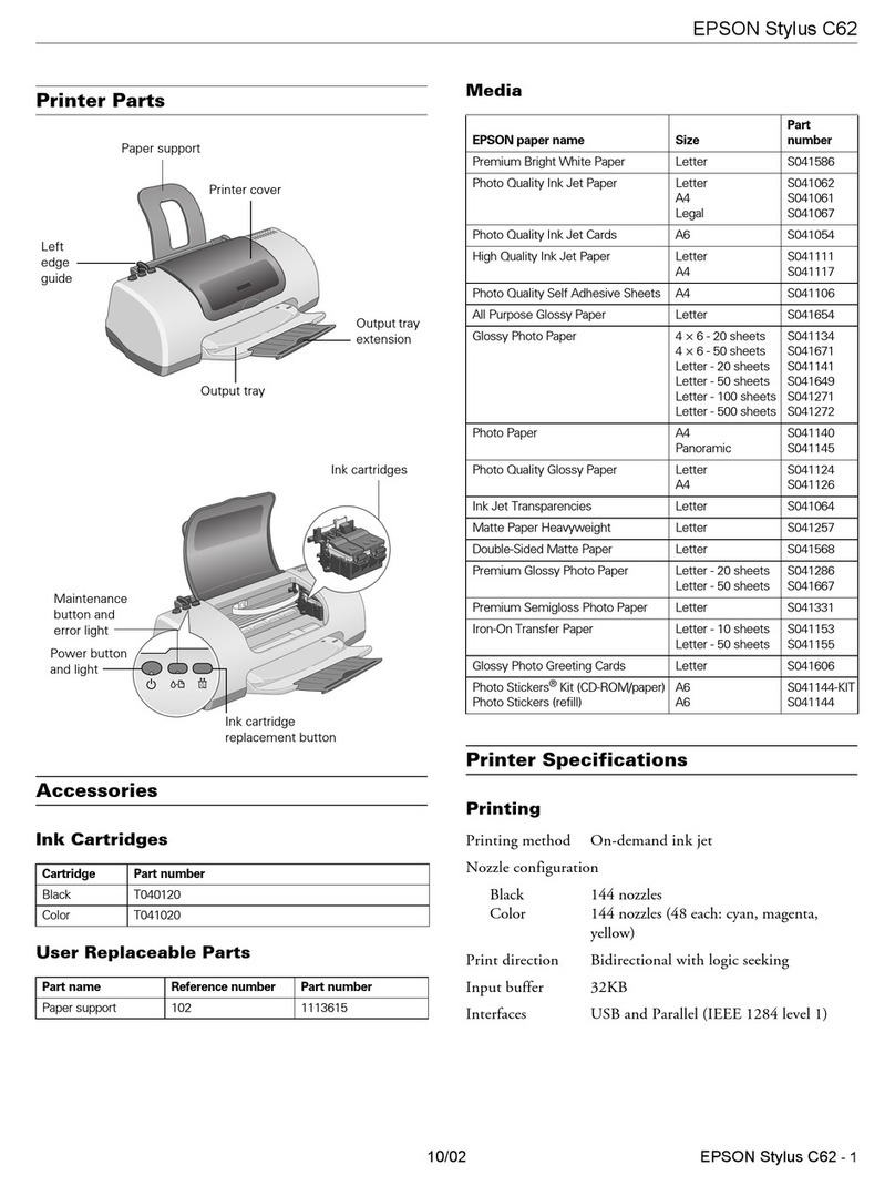 Epson Stylus C62 User manual
