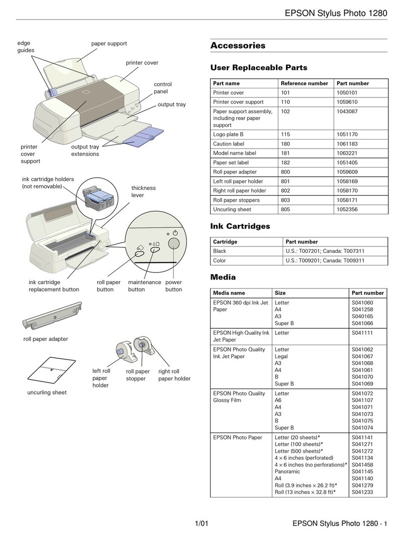 Epson 1280 - Stylus Photo Color Inkjet Printer User manual