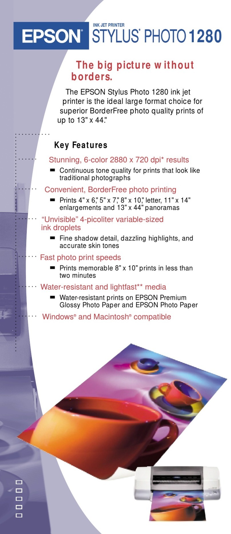 Epson 1280 - Stylus Photo Color Inkjet Printer User manual