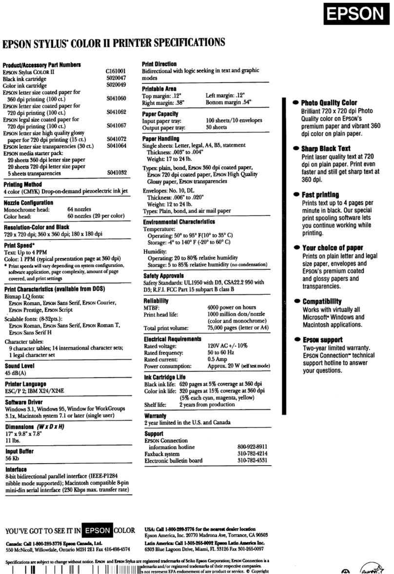 Epson Stylus Color Stylus Color II User manual