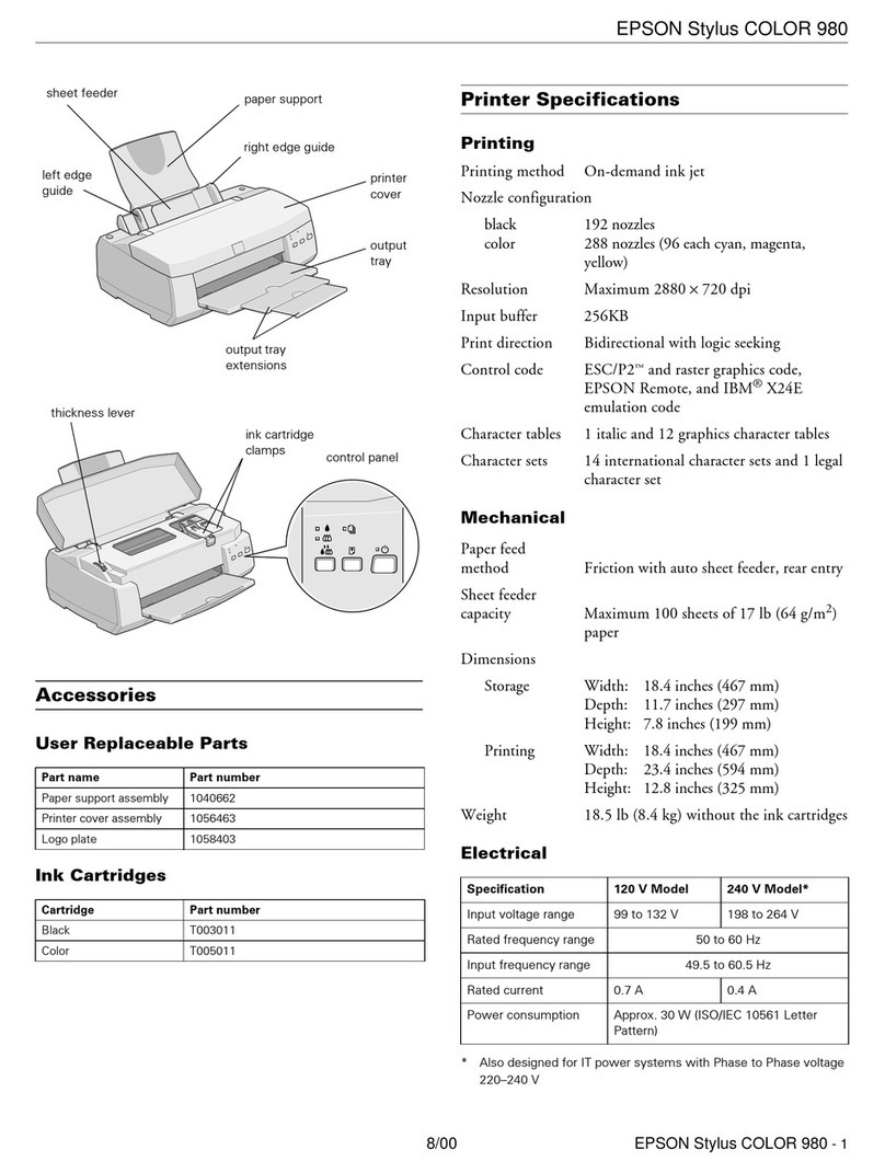Epson Stylus Color 980 Installation and operation manual