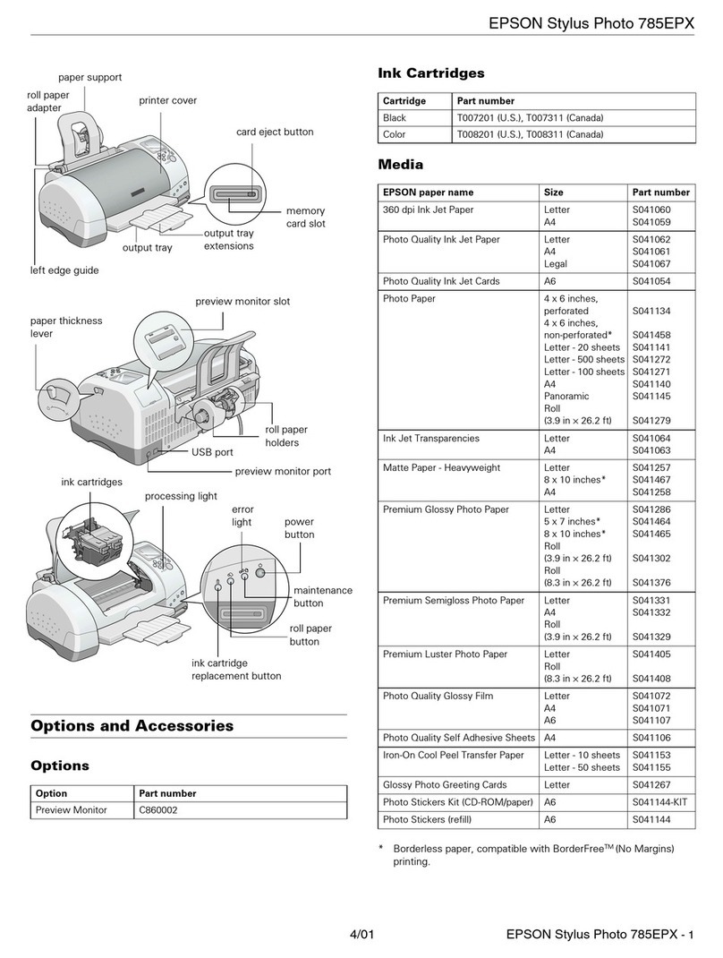 Epson 785EPX - Stylus Photo Color Inkjet Printer User manual