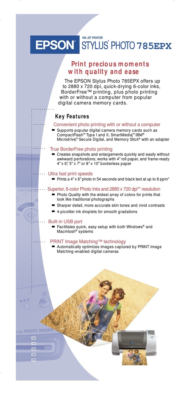 Epson 785EPX - Stylus Photo Color Inkjet Printer User manual