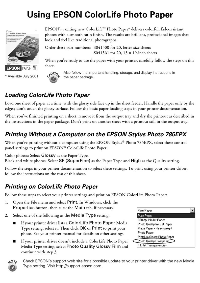 Epson 785EPX - Stylus Photo Color Inkjet Printer Manual