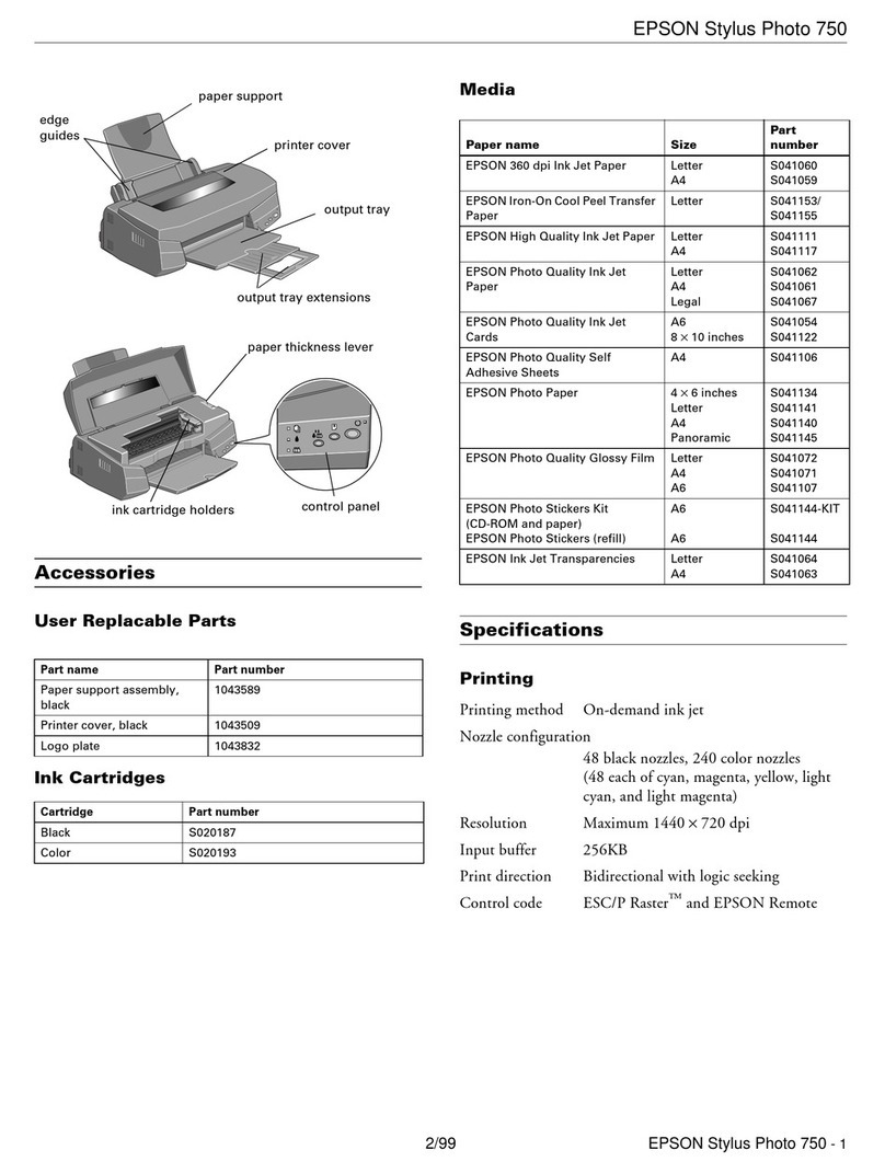 Epson Stylus Photo 750 User manual