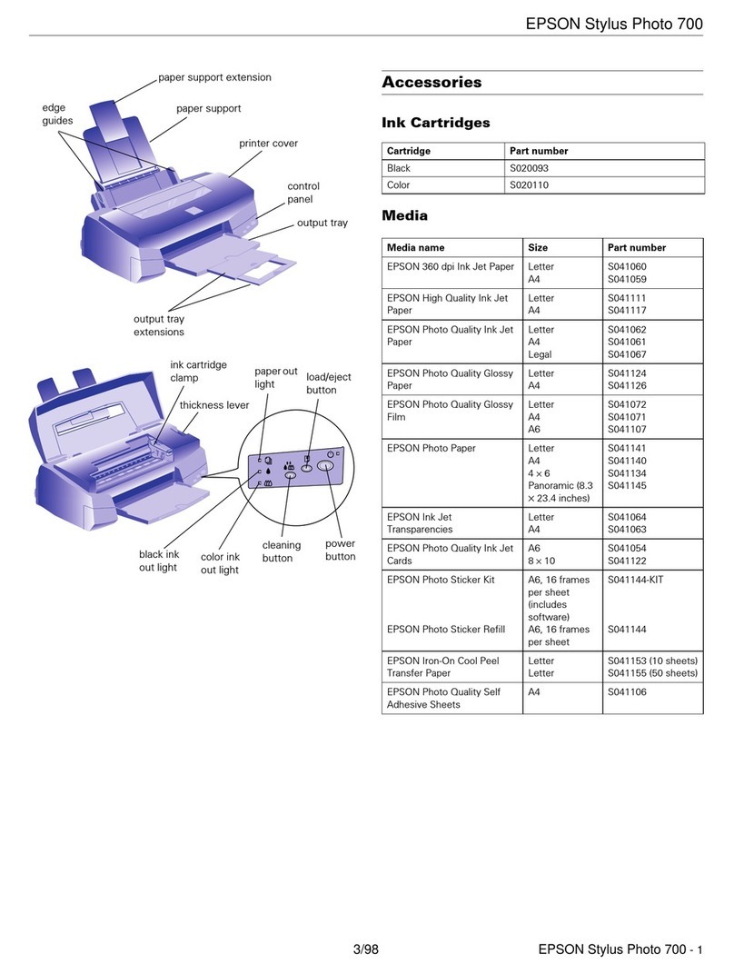 Epson Stylus Photo 700 User manual