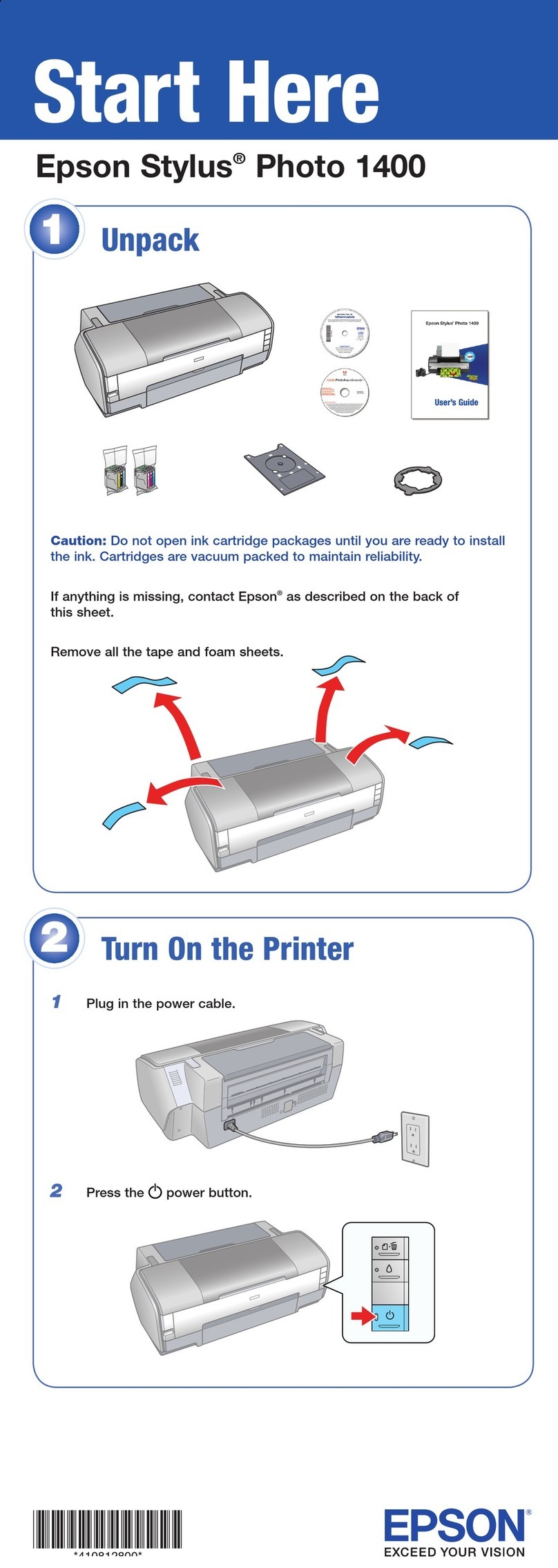 Epson 1400 - Stylus Photo Color Inkjet Printer Start here