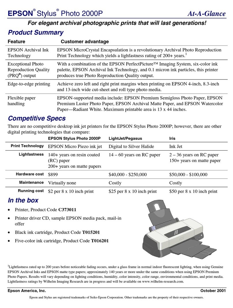 Epson 2000P - Stylus Photo Color Inkjet Printer User manual