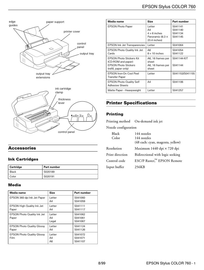 Epson Stylus Color 760 Installation and operation manual