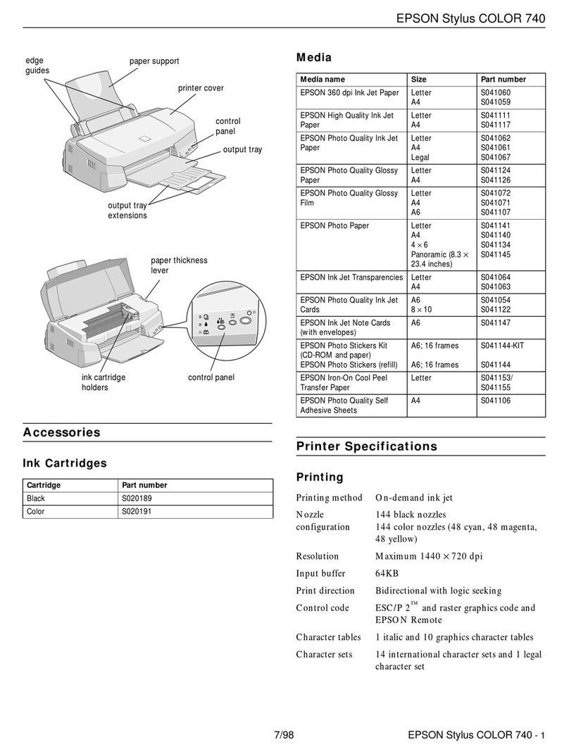 Epson Stylus Color 740 Product information guide