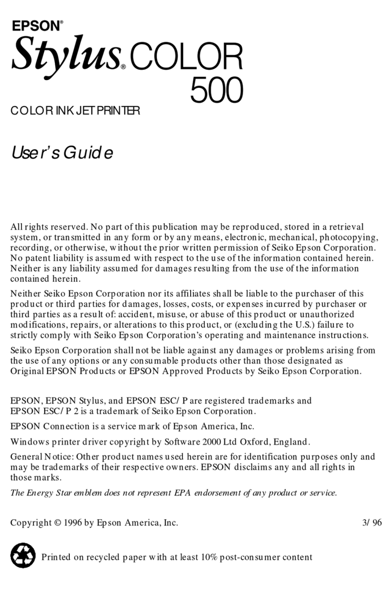 Epson Stylus Color 500 User manual