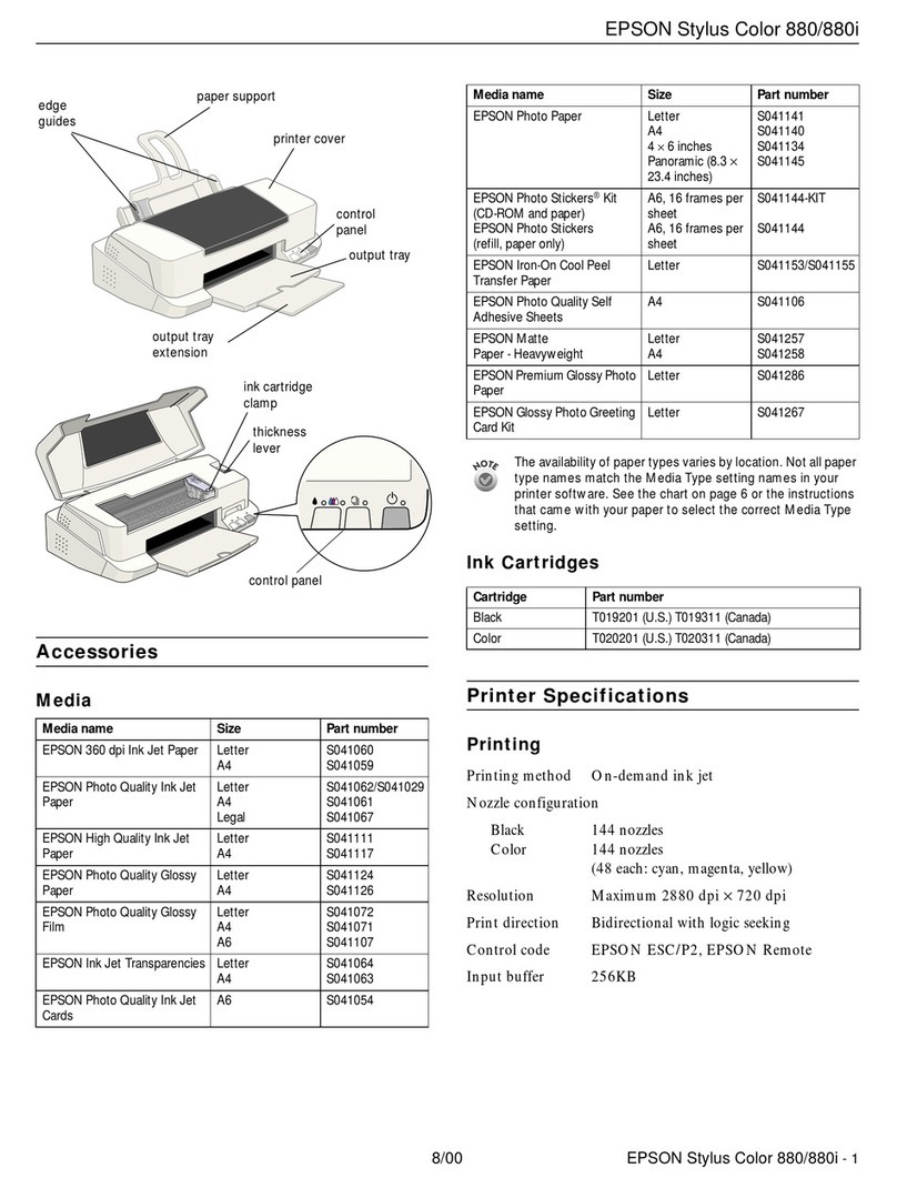 Epson Stylus Color 880 User manual