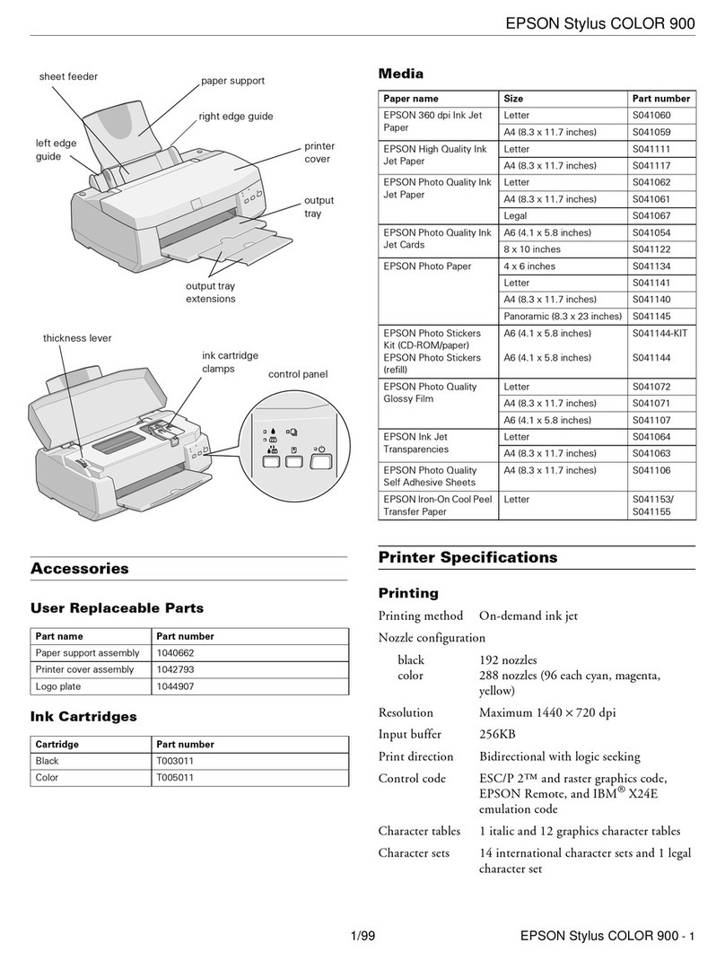 Epson Stylus Color 900 Installation and operation manual