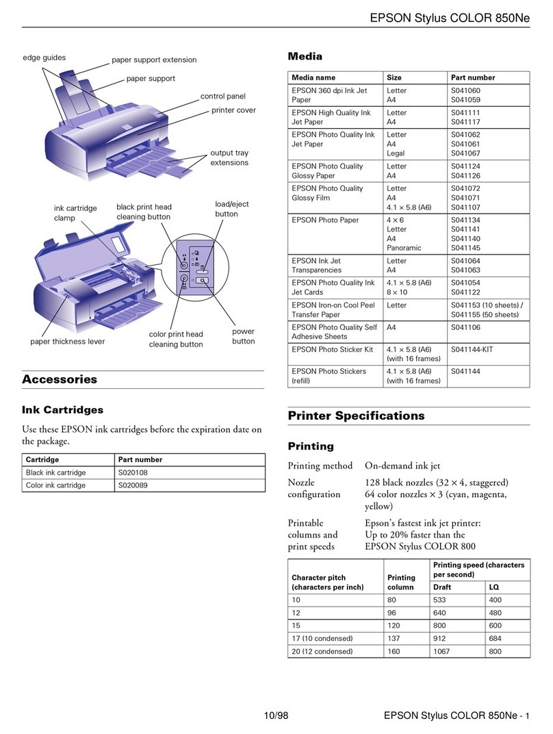 Epson STYLUS 850Ne User manual