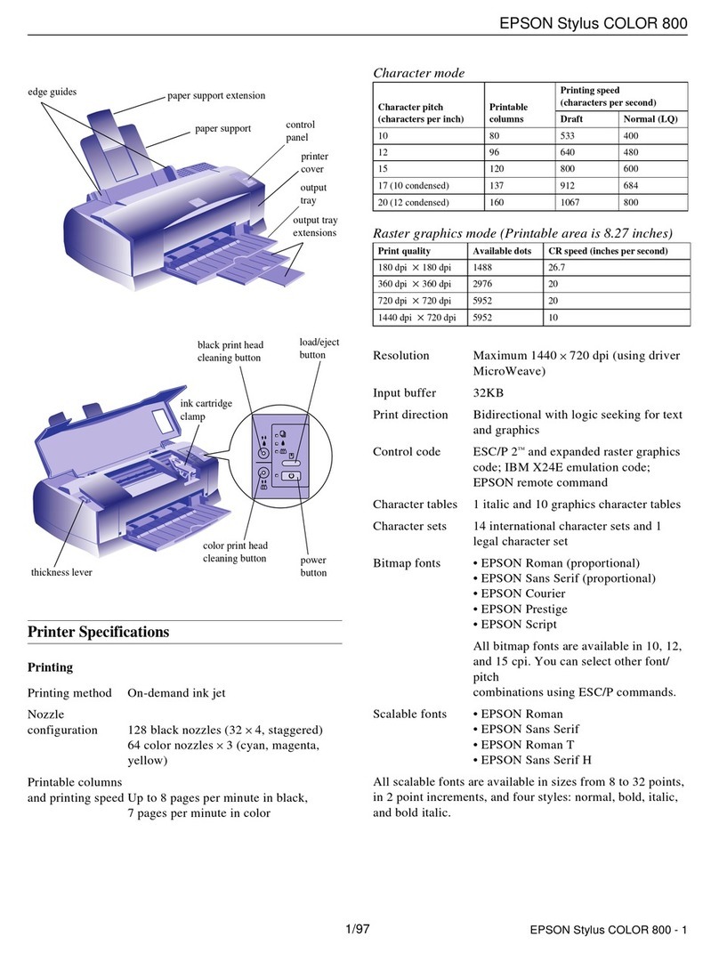 Epson Stylus Color 800 User manual