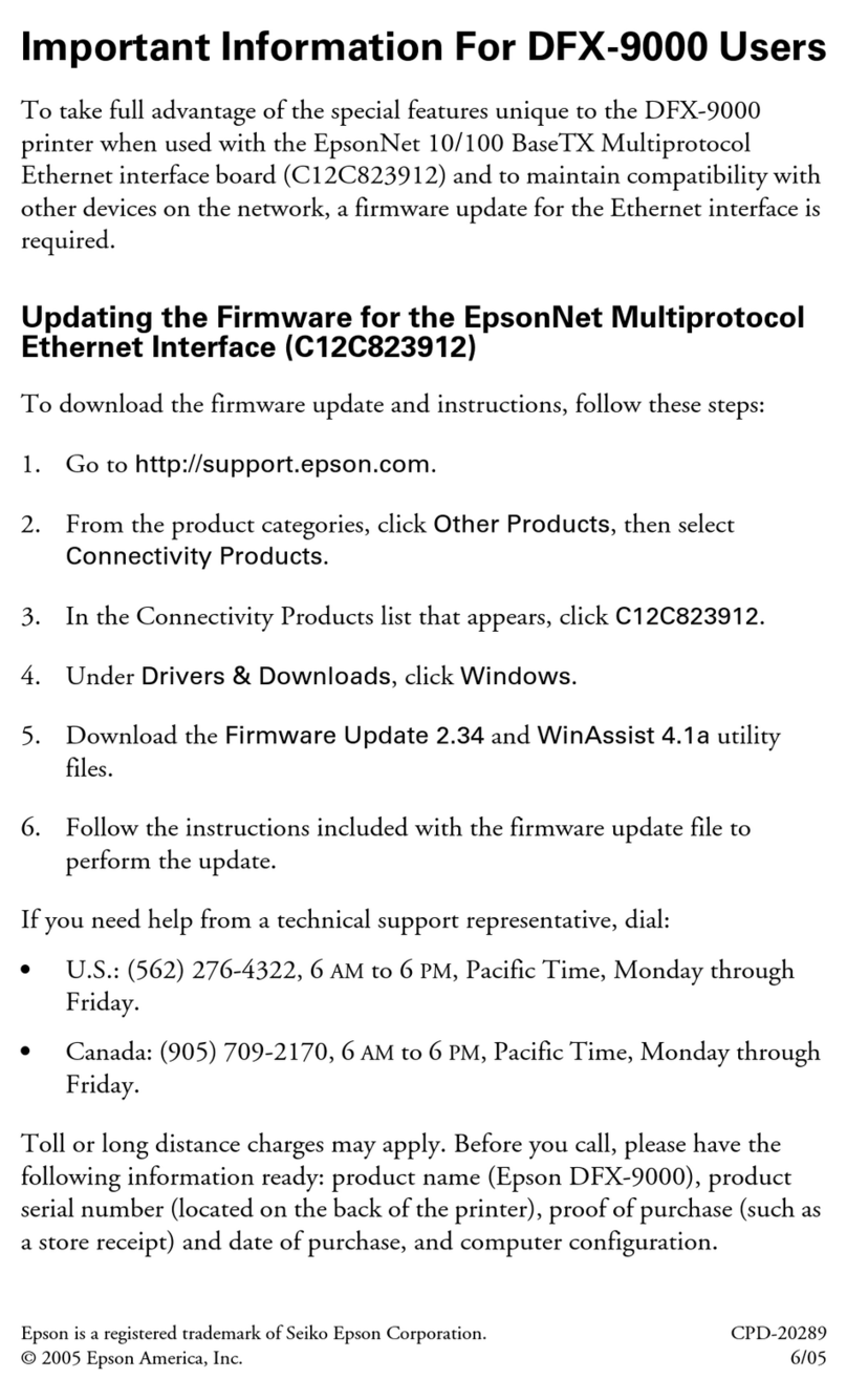 Epson DFX-9000 Use and care manual