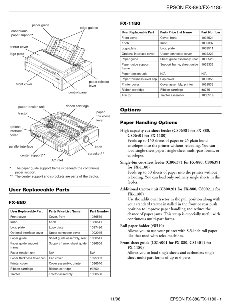 Epson FX-1180 - Impact Printer User manual