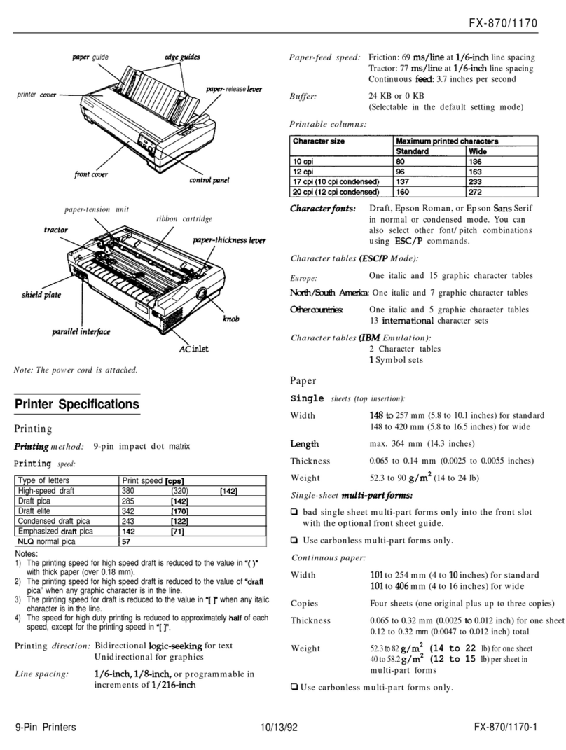 Epson FX-1170 User manual