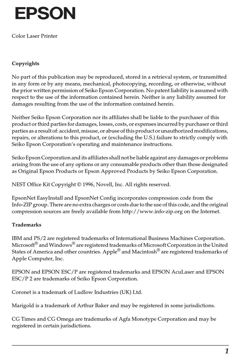 Epson EPL-N7000 Installation and maintenance instructions Epson EPL-N7000 Installation and maintenance instructions