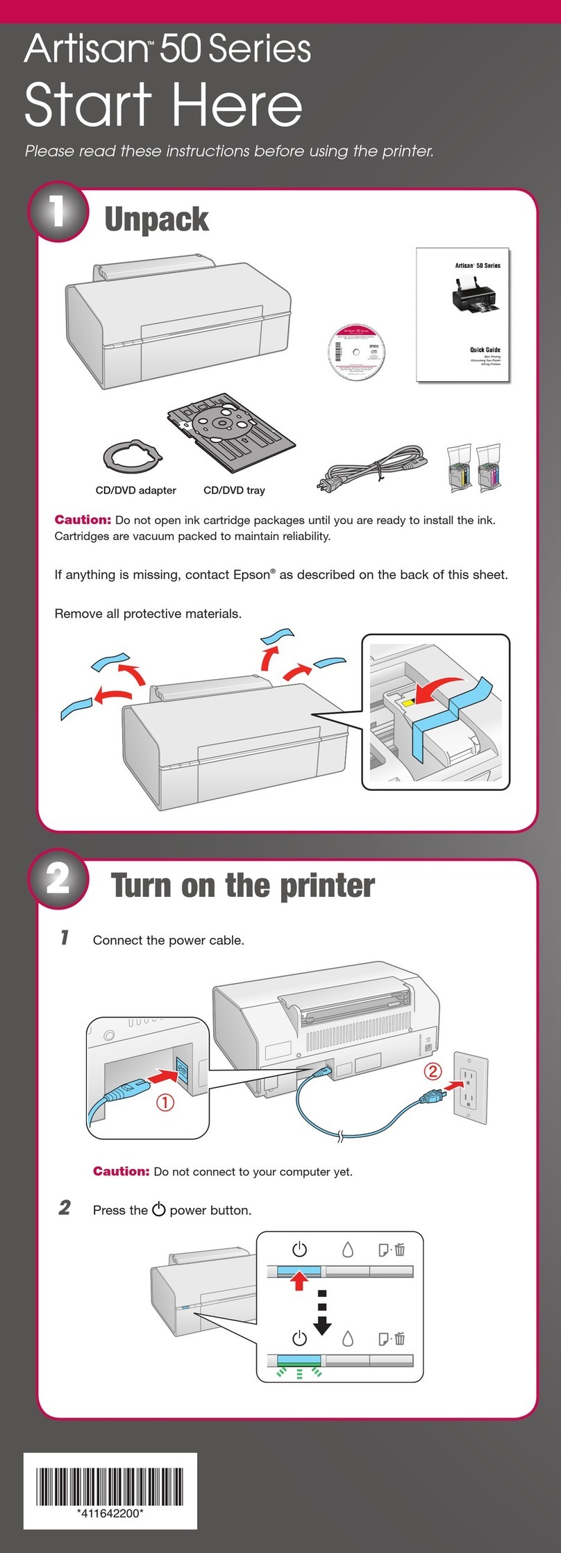 Epson 50 - Artisan 50 - Printer Instruction Manual