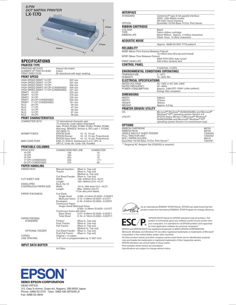 Epson LX-1170 User manual Epson LX-1170 User manual