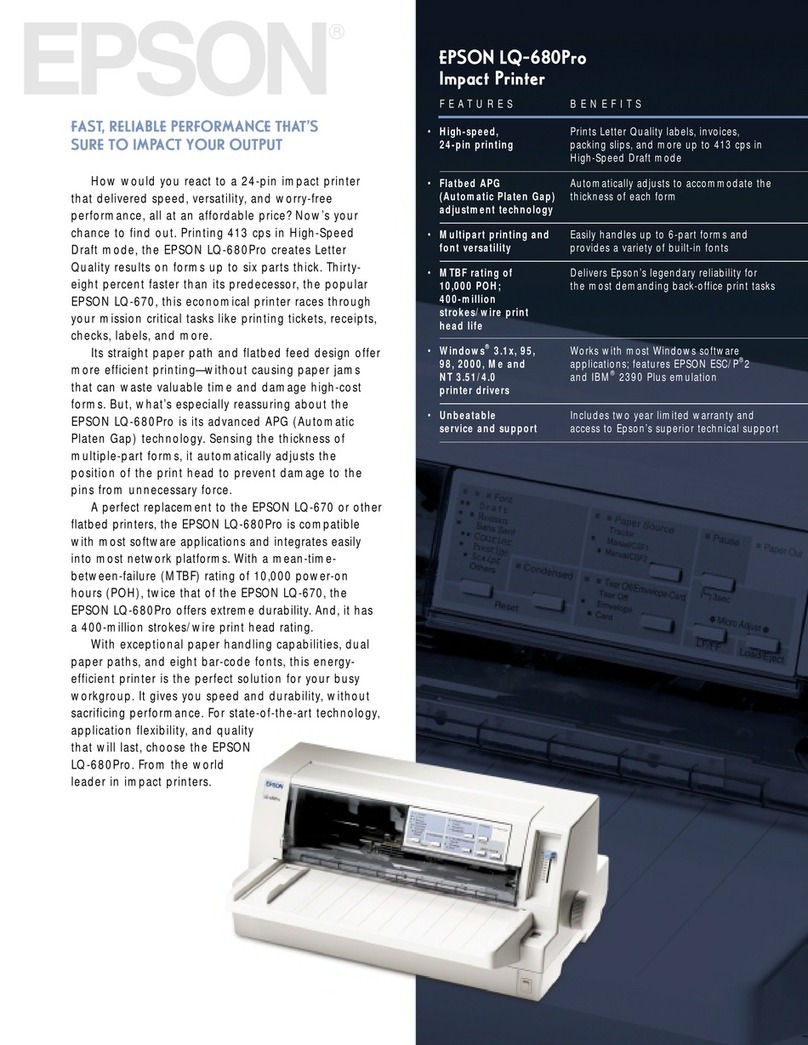Epson 24-PIN DOT MATRIX PRINTER LQ-680PRO User manual