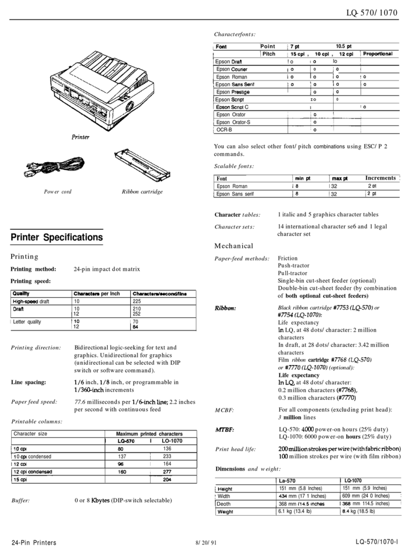 Epson LQ-1070+ Installation and operation manual