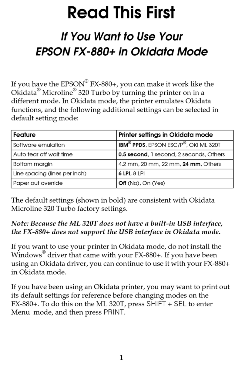 Epson FX-880+ Instruction sheet