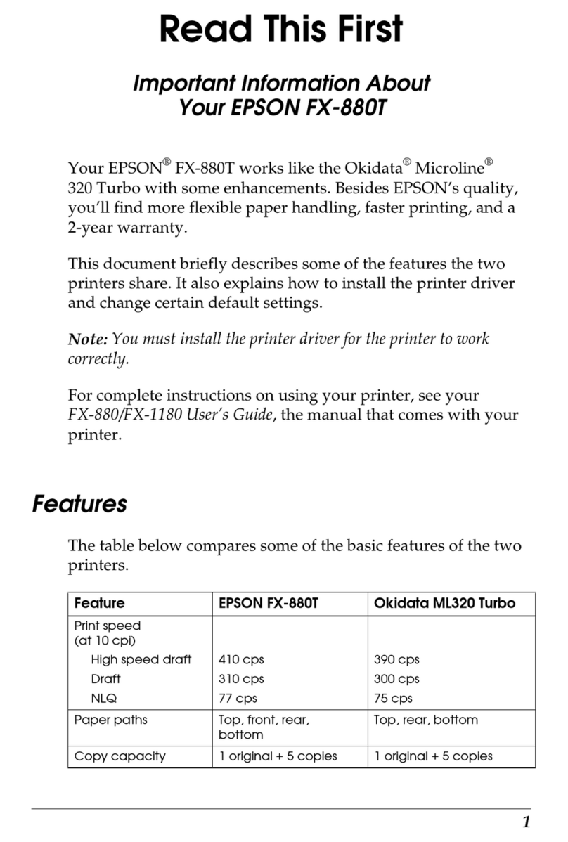 Epson FX-880 - Impact Printer Operating manual