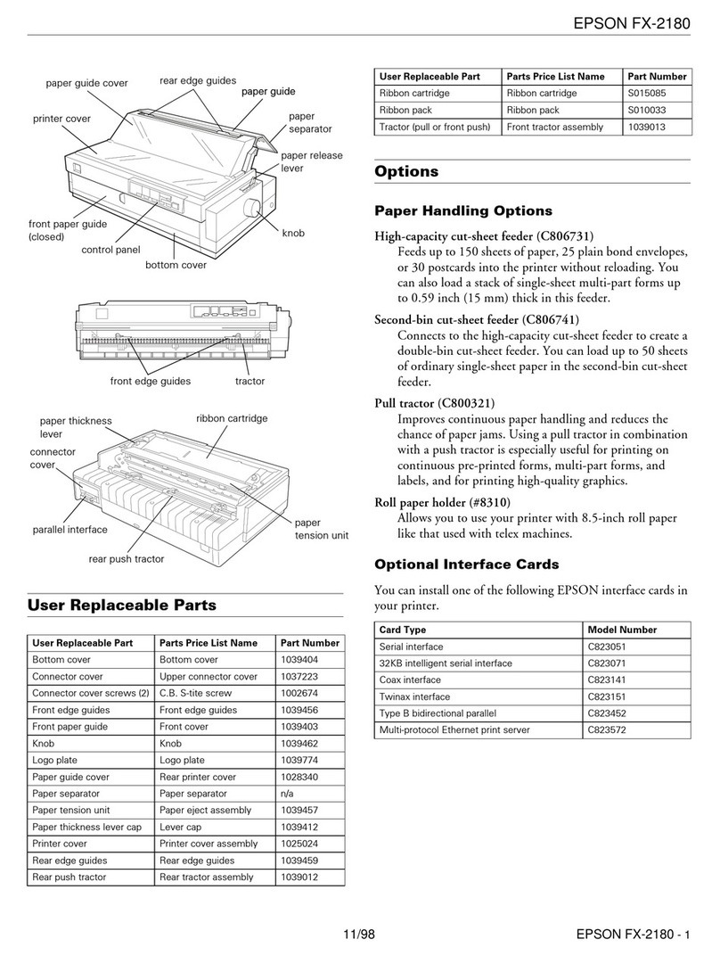 Epson FX-2180 - Impact Printer User manual