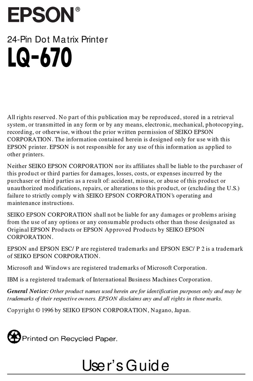 Epson LQ 670 - B/W Dot-matrix Printer User manual