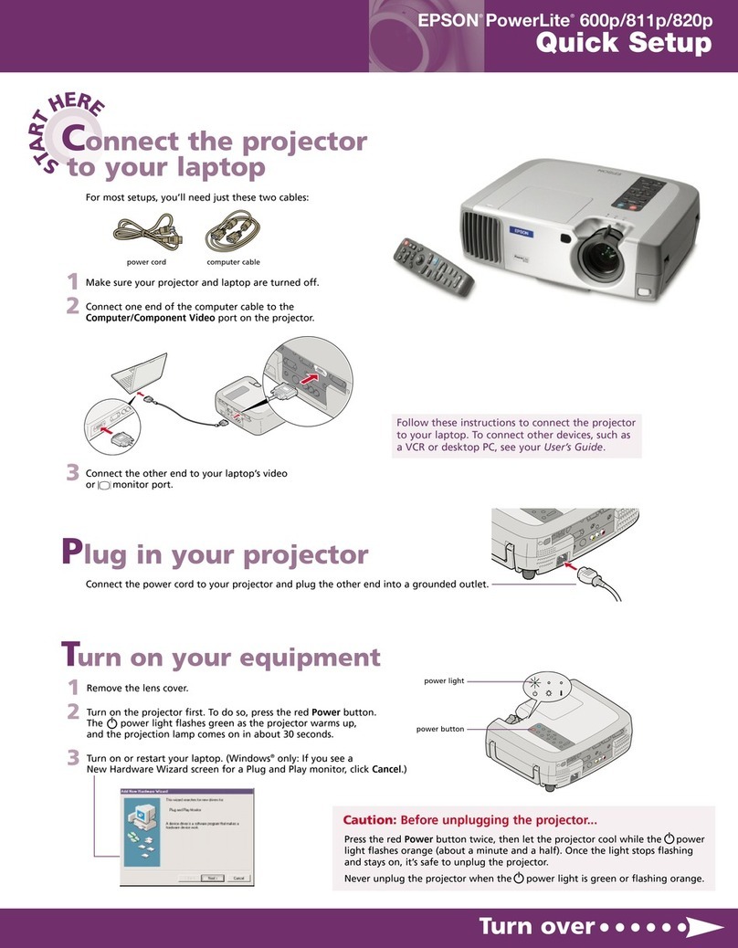 Epson PowerLite 600p Quick setup