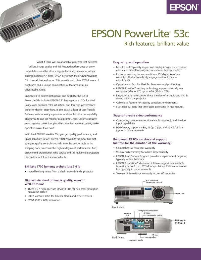 Epson PowerLite 53c Specifications