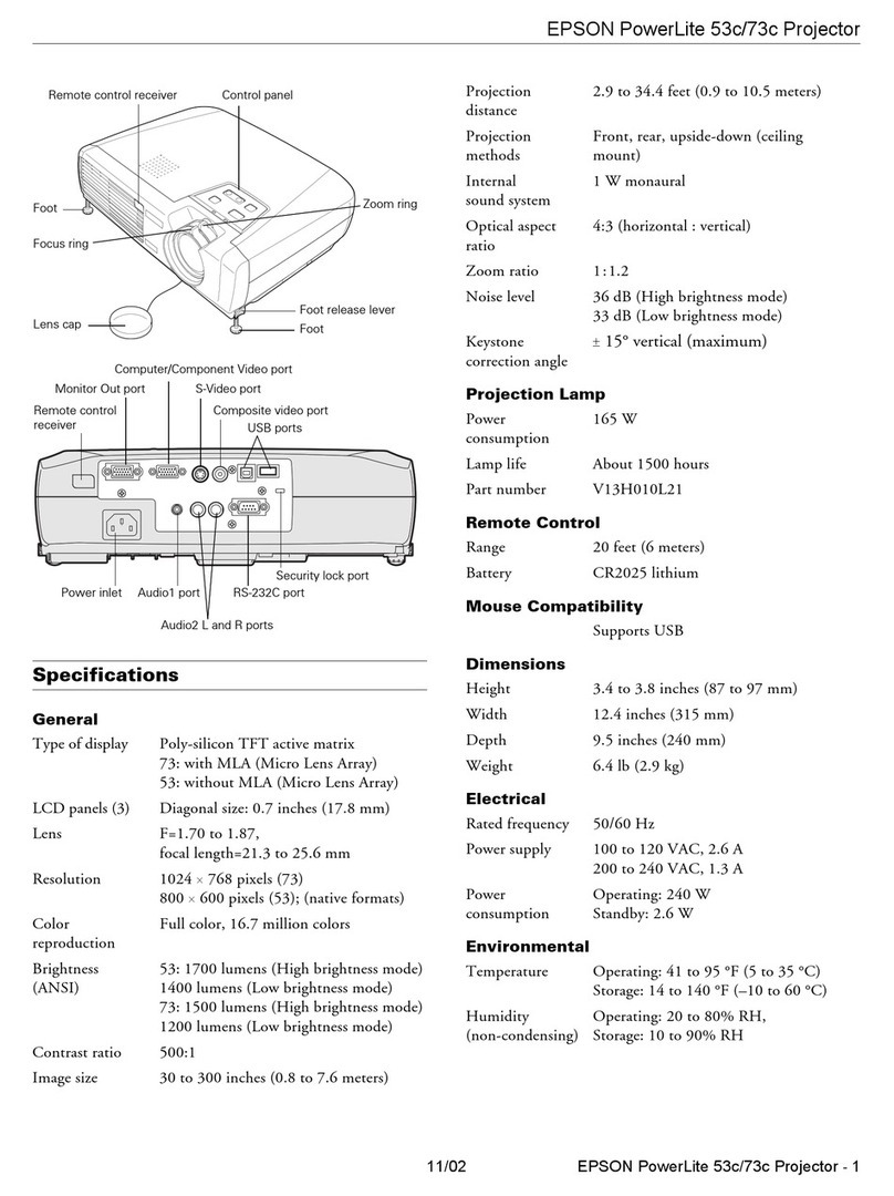 Epson PowerLite 53c Product information