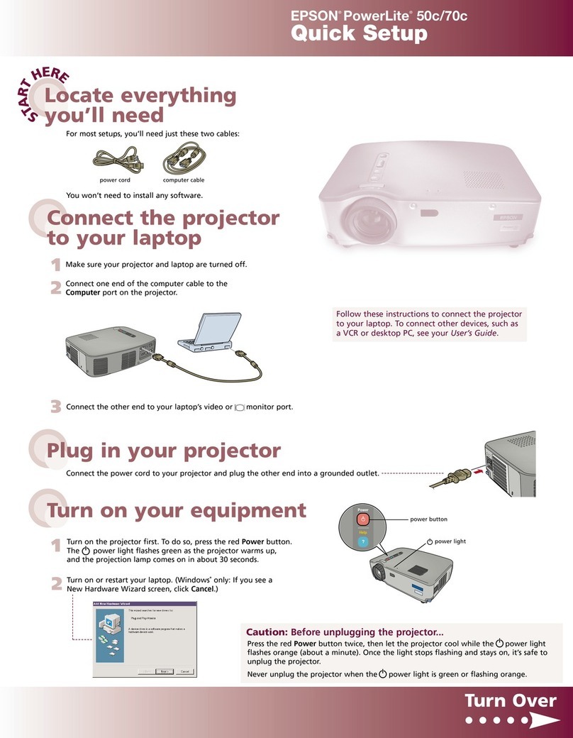 Epson PowerLite 70c Specification sheet