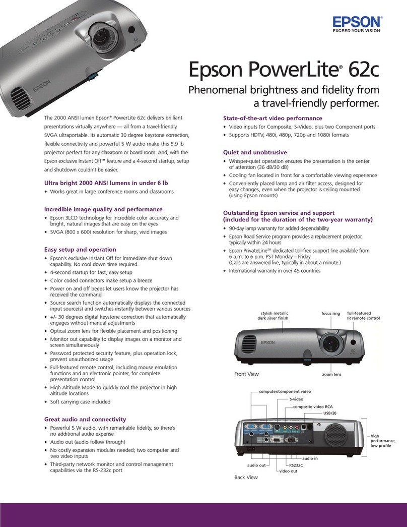Epson PowerLite 62c Specifications
