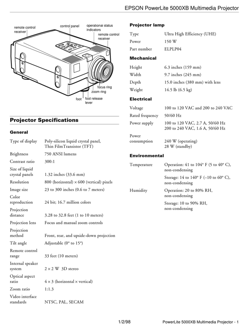 Epson 5000XB - PowerLite SVGA LCD Projector User manual