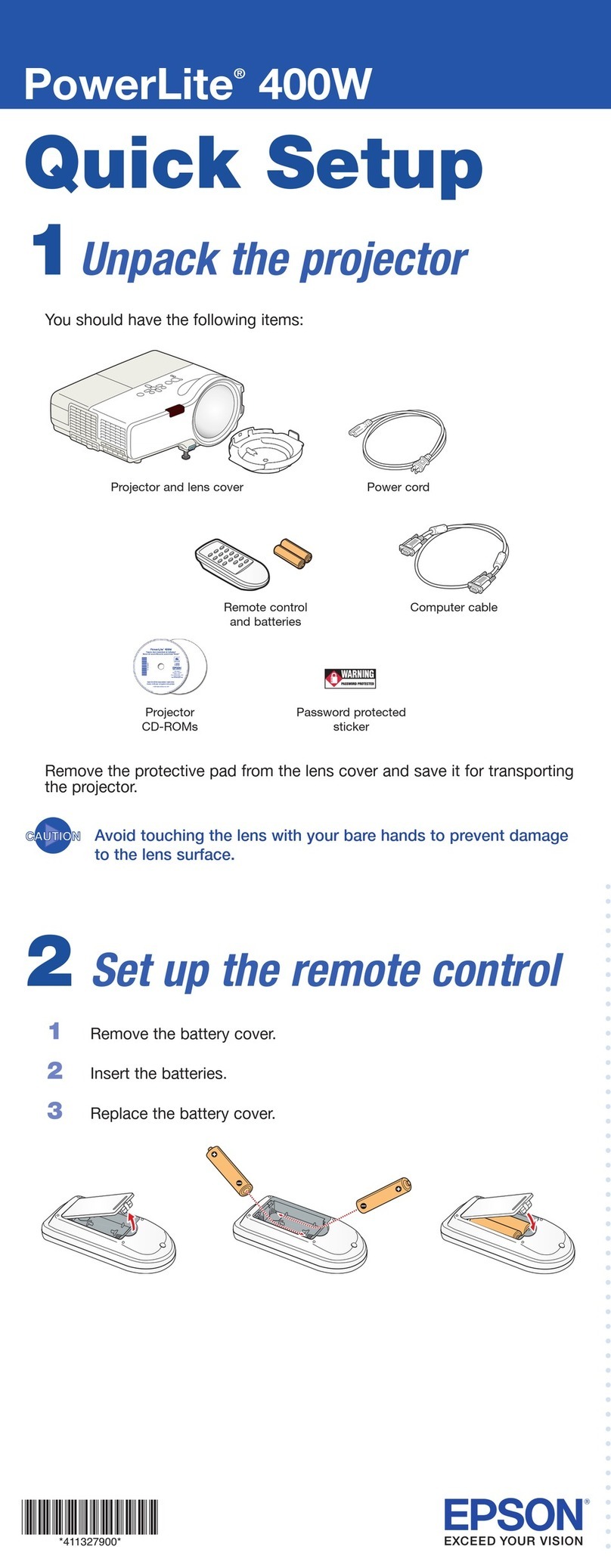 Epson PowerLite 400W Quick setup guide