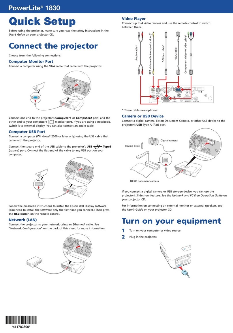 Epson PowerLite 1830 Specification sheet