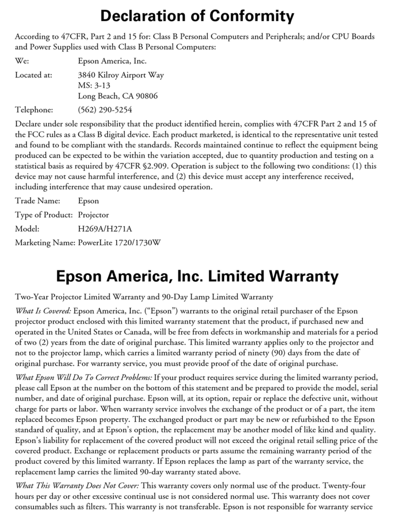 Epson PowerLite 1720 Reference guide