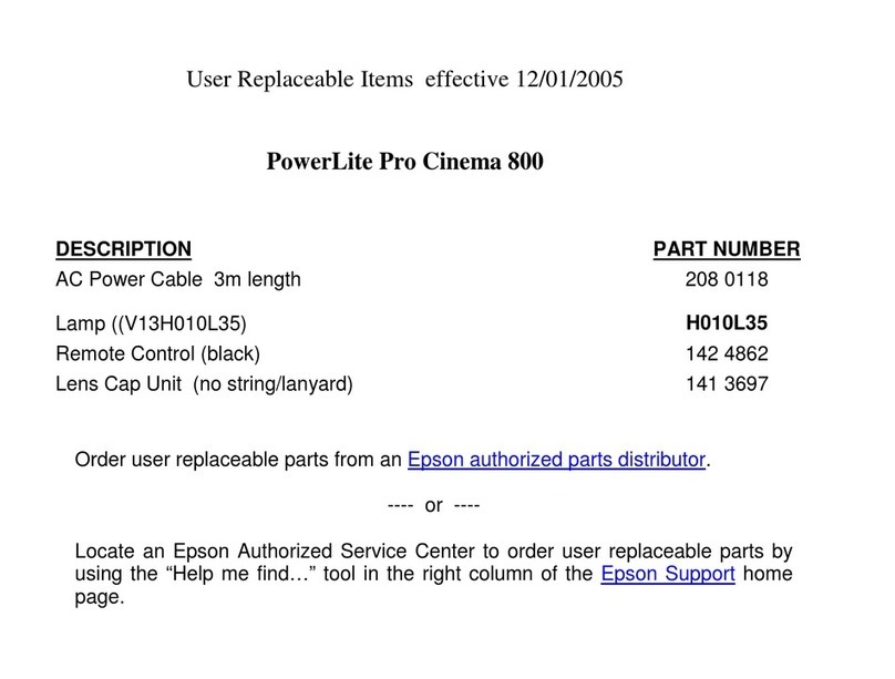 Epson PowerLite Pro Cinema 800 Manual
