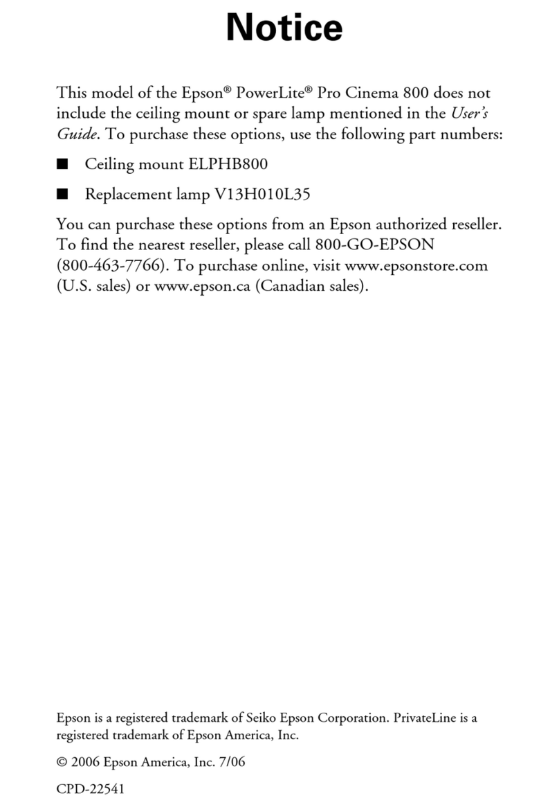 Epson PowerLite Pro Cinema 800 Operation and maintenance manual