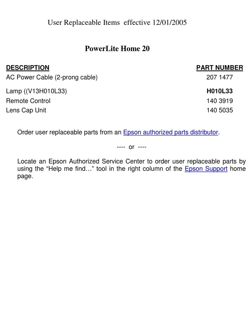 Epson PowerLite Home 20 Manual